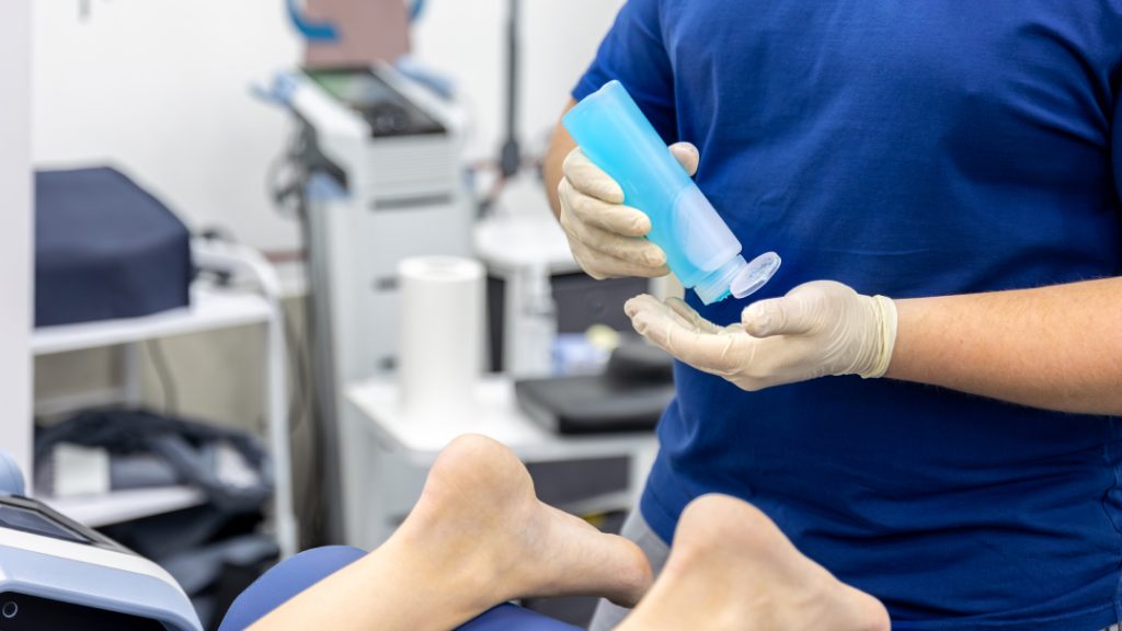 Preparing for a foot examination at a modern podiatry clinic